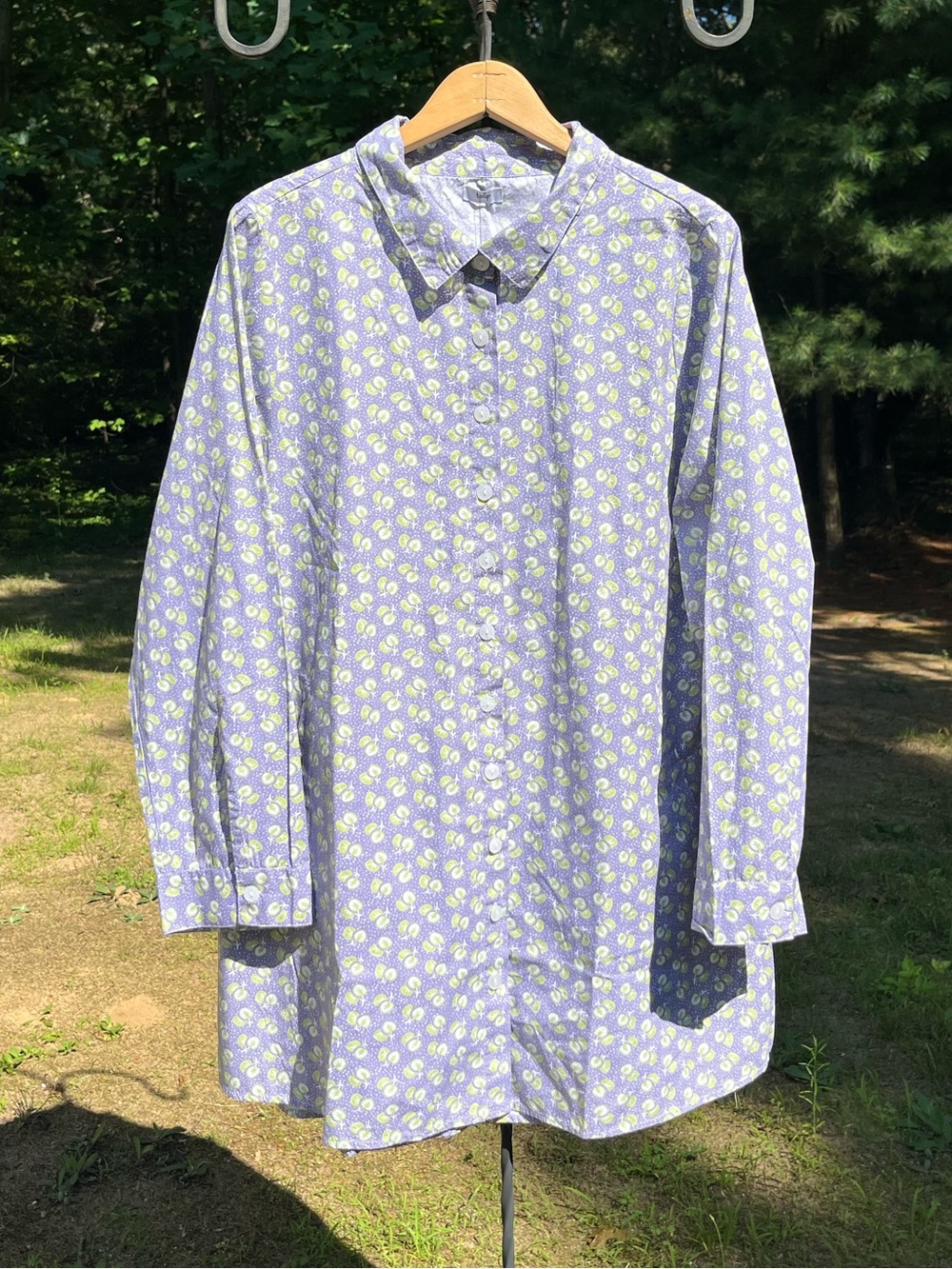 Tulip NWT Lavender Floral Printed Button-Up Tunic Top Shirt Size XL Lagenlook